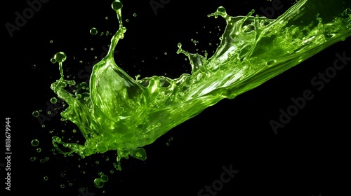 A dynamic splash of green water on black background