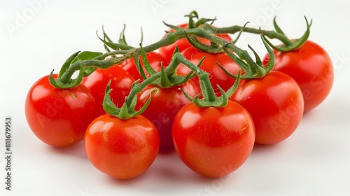 Juicy red cherry tomato isolated on a pristine white backdrop, bursting with sweetness and flavor.