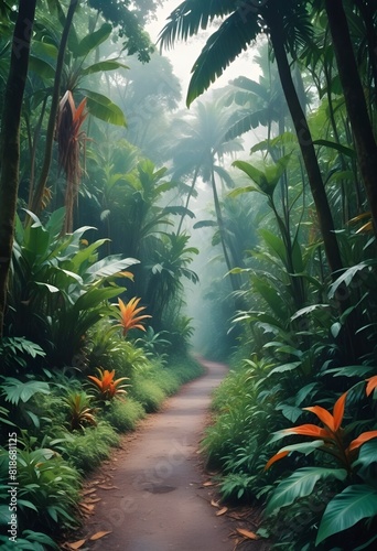 Tropical wildness green background in jungle version