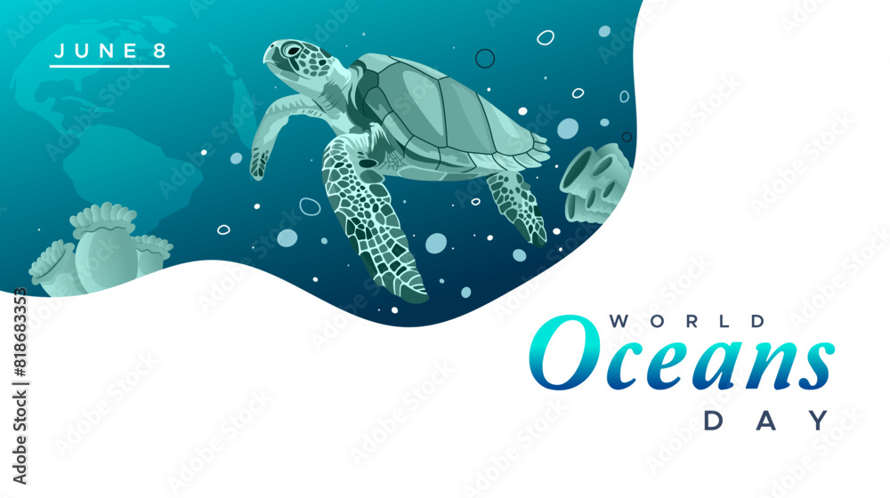 World Oceans Day Celebration Template Design Happy World Oceans Day