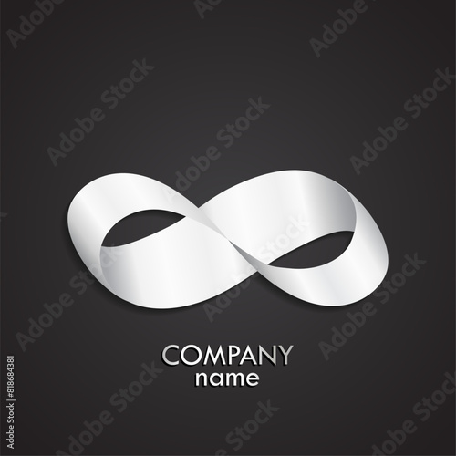 infinity shiny silver mobius strip 3d modern logo design