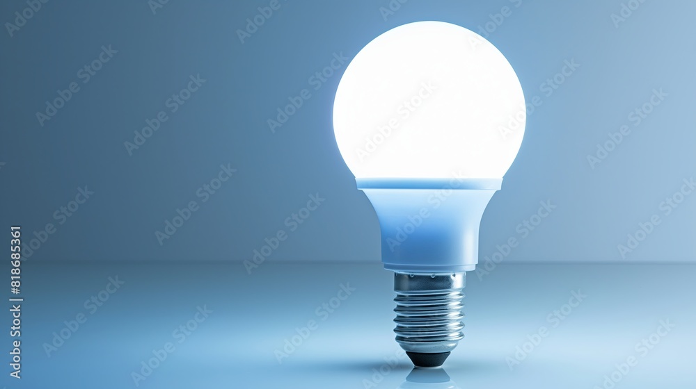 Blank creative idea background concept with one glowing idea light bulb on blue wall background with reflection The business concepts 3D rendering Blank creative idea background concept with one glowing idea light bulb on blue wall background with reflection The business concepts 3D rendering