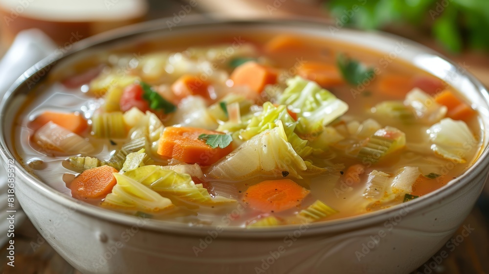 Fresh Cabbage Soup for Healthy Eating Poster Generative AI