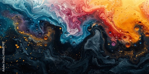 In a cosmic fantasy, fluid arrangements of colorful stars create an abstract universe.