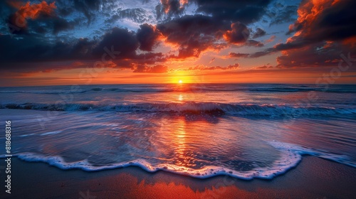 Sunrise over beach beauty photo.