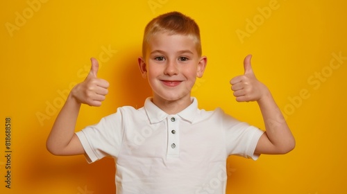 A Cheerful Boy Showing Approval photo