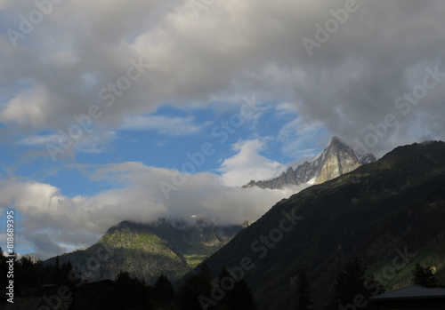 Landscape in the mountainsides of the Mont-Blanc view from Les Houches. Alps Mountains. France. photo