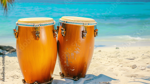 two drums on a beach photo