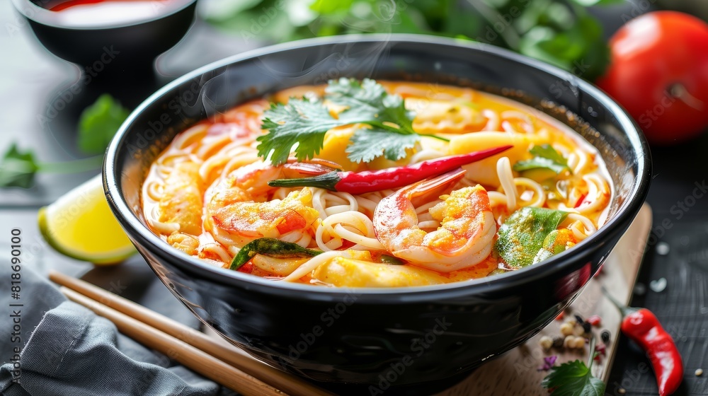 Savory Curry Laksa Dish for Food Poster Generative AI Savory Curry Laksa Dish for Food Poster Generative AI
