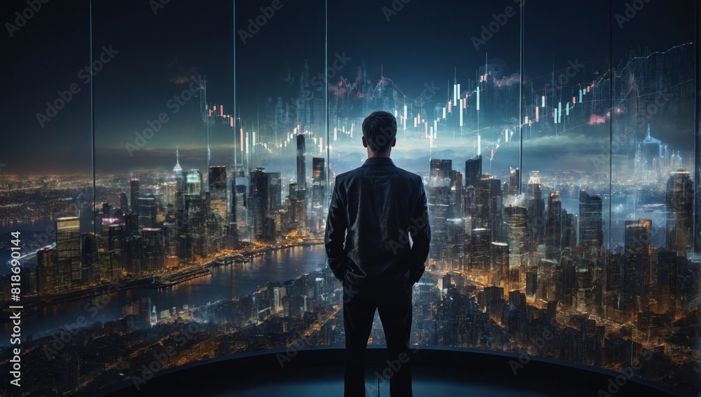 business people looking at graphic charts in the city business people looking at graphic charts in the city