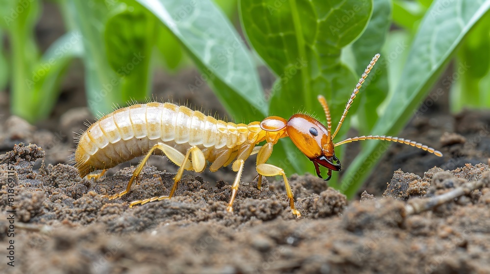 High quality photography of subterranean termites showing worker termites constructing tunnels