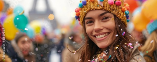 Olympic Paris sport Focus on a happy woman audience smiling