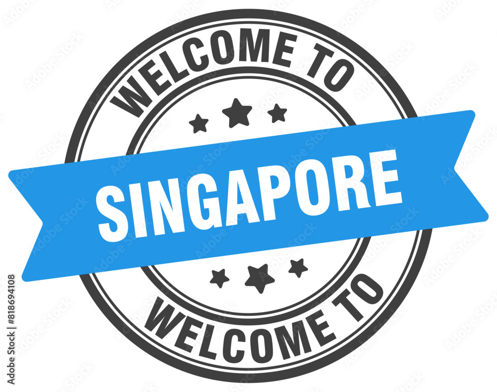 Welcome to Singapore stamp. Singapore round sign