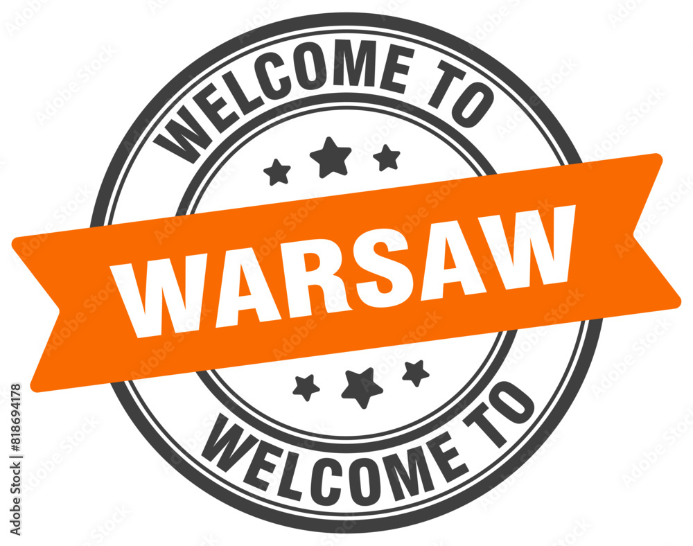 Welcome to Warsaw stamp. Warsaw round sign