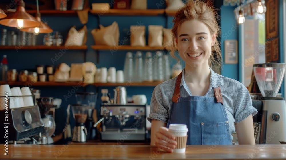 A Barista Offering Coffee Cup