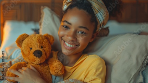 A Young Woman with Teddy Bear photo