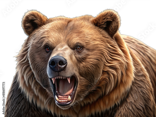 agressive grizzly bear standing sitting looking camera paws raised brown transparent backgrounds