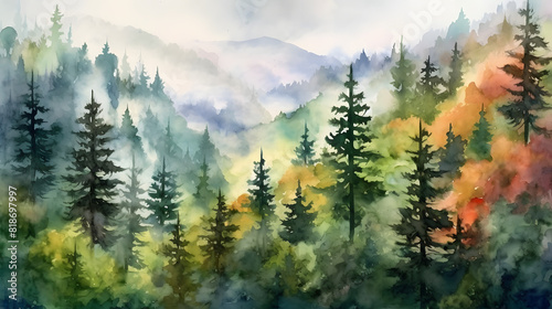 Forested Slopes Watercolor © diboy