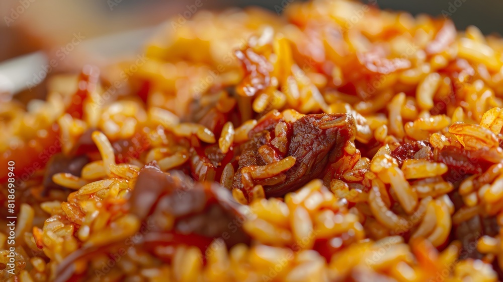 Savory Jollof Rice Close-up for Food Poster Generative AI Savory Jollof Rice Close-up for Food Poster Generative AI