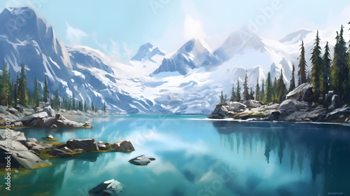 Glacial Lakes Watercolor