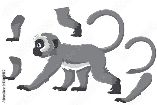Cute vervet monkey cartoon walking