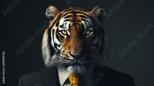 Tiger in a suit looking suave  perfect blend of wild and stylish.