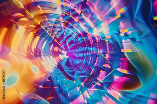 Trance: Hypnotic, repetitive patterns and bright, pulsating colors capturing the euphoric and immersive essence, with abstract spirals and digital grids