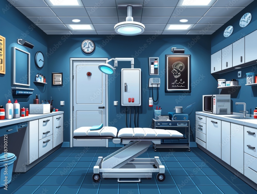 Operating room in simple line style Use vector lines on a clean background.