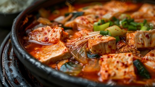 Savory Kimchi Jjigae Dish for Foodie Poster Generative AI photo