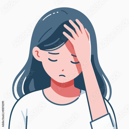 vector of a person having a headache with a simple and minimalist flat design style