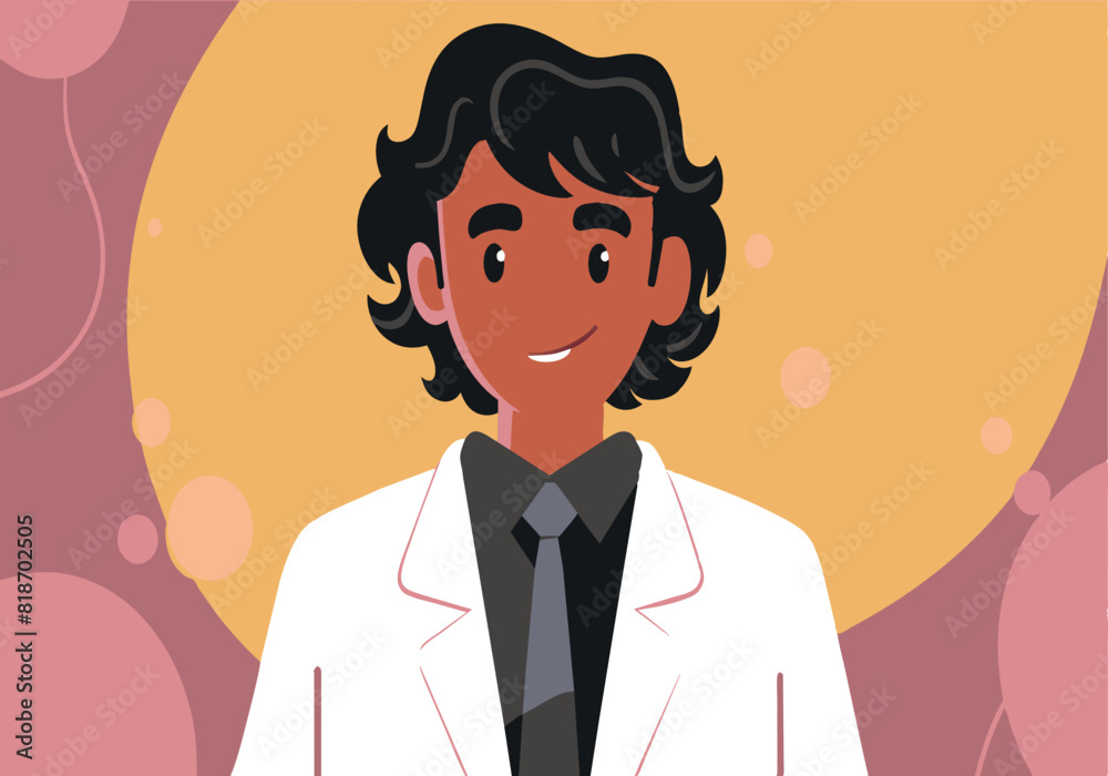 A man in a white lab coat and black tie is smiling A man in a white lab coat and black tie is smiling
