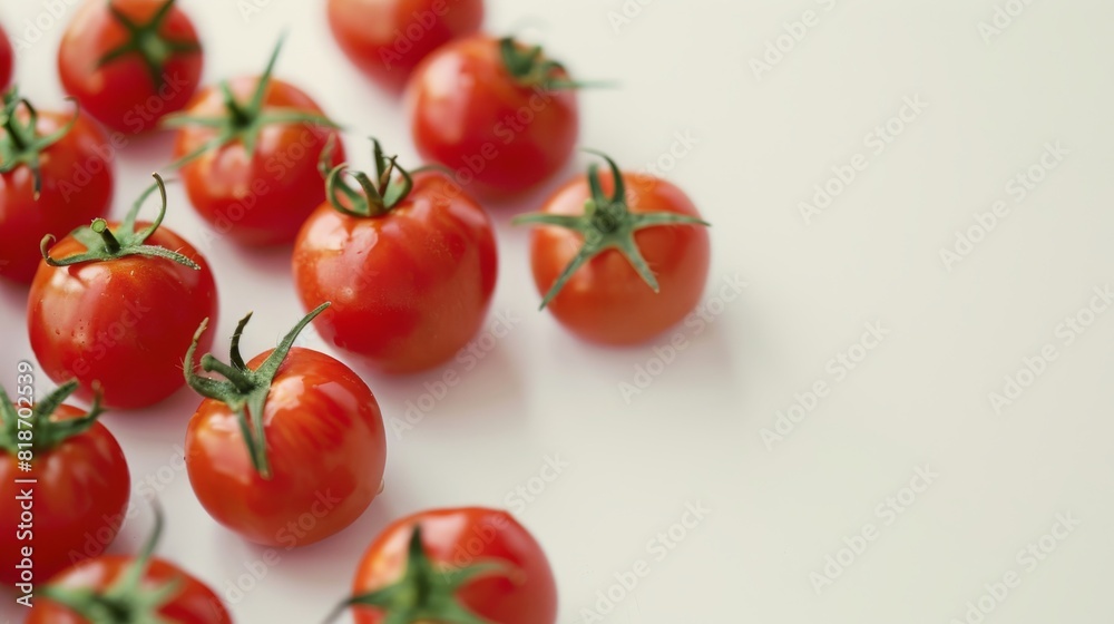 A close-up image of some fresh, ripe tomatoes. A close-up image of some fresh, ripe tomatoes.