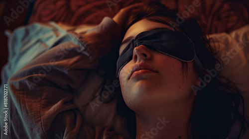 Woman Sleeping With Sleeping eye patch photo