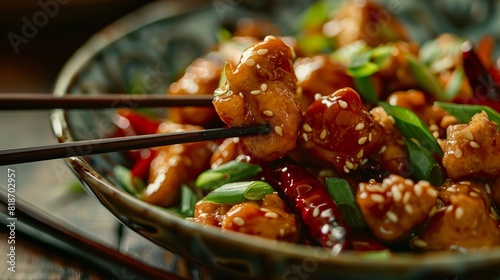 Savory Kung Pao Chicken Dish for Foodie Posters Generative AI photo