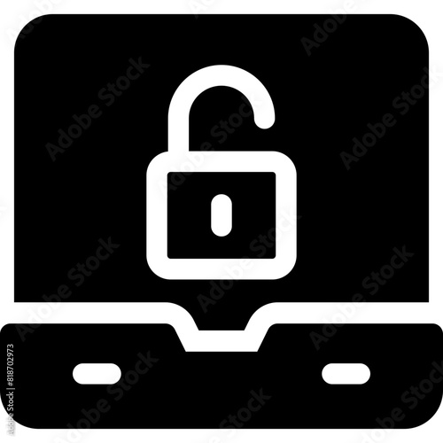 laptop with unlock icon