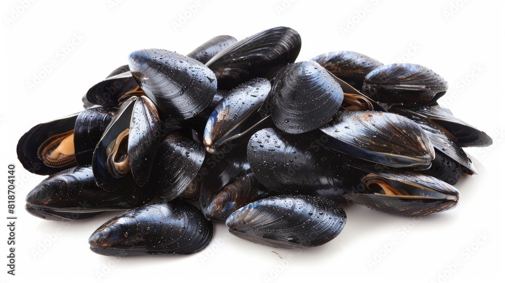 Black mussels isolated on white background. Black mussels isolated on white background.