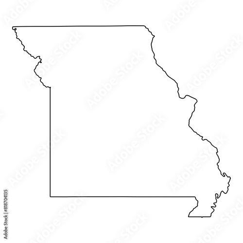 White solid outline of the state of Missouri