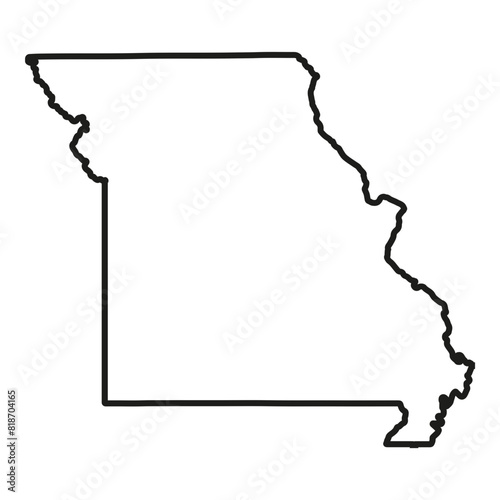 White solid outline of the state of Missouri