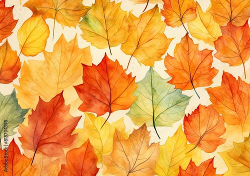 Colorful autumn leaves on a white background.