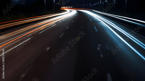 Wallpaper Mural High speed light effect or highway motion light trails abstract background of urban city ai image generative Torontodigital.ca