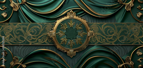 Elegant Veterans Day design in deep green and rich gold, intricate patterns provide a sophisticated tribute to veterans.