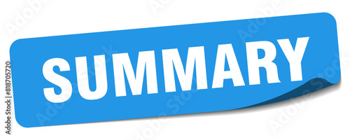 summary sticker. summary label
