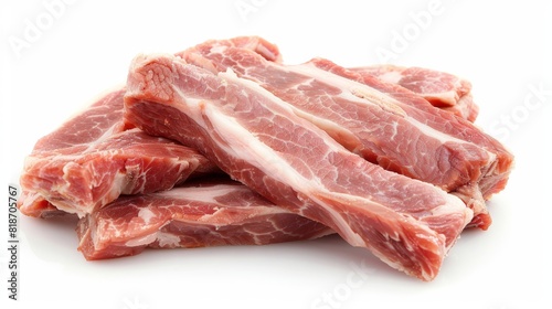 Fresh spare ribs on white background