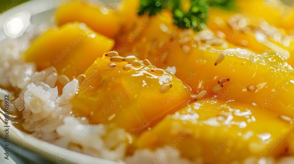 Delicious Mango Sticky Rice for Poster Design Generative AI Delicious Mango Sticky Rice for Poster Design Generative AI