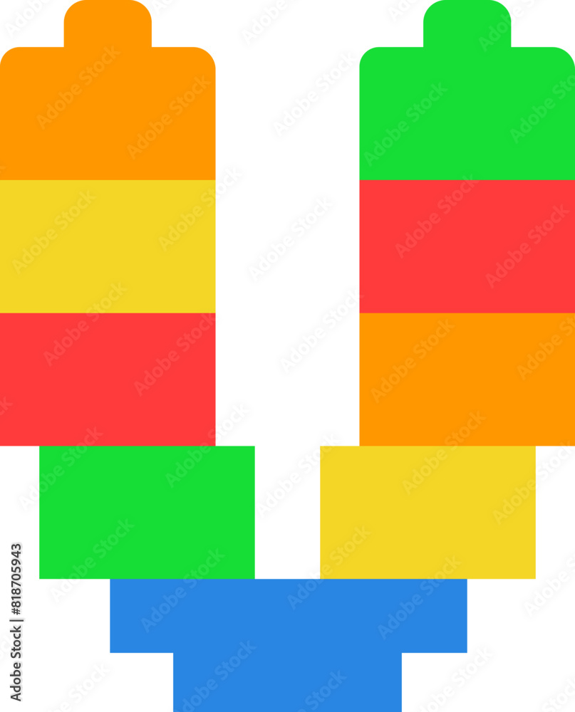 Fototapeta premium V Brick Blocks Puzzle Alphabet Kids Font Colorful