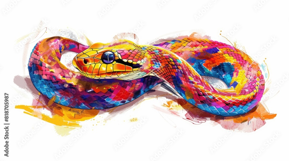 Beautiful snake. Exotic dangerous reptile. Symbol of the New Year according to the Chinese calendar. Beautiful snake. Exotic dangerous reptile. Symbol of the New Year according to the Chinese calendar.