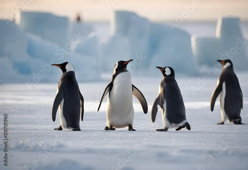 Penguins on the Ice in Antarctica