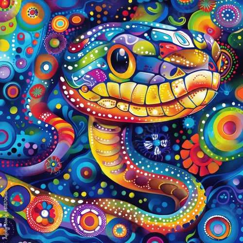 Beautiful snake. Exotic dangerous reptile. Symbol of the New Year according to the Chinese calendar. © Boomanoid