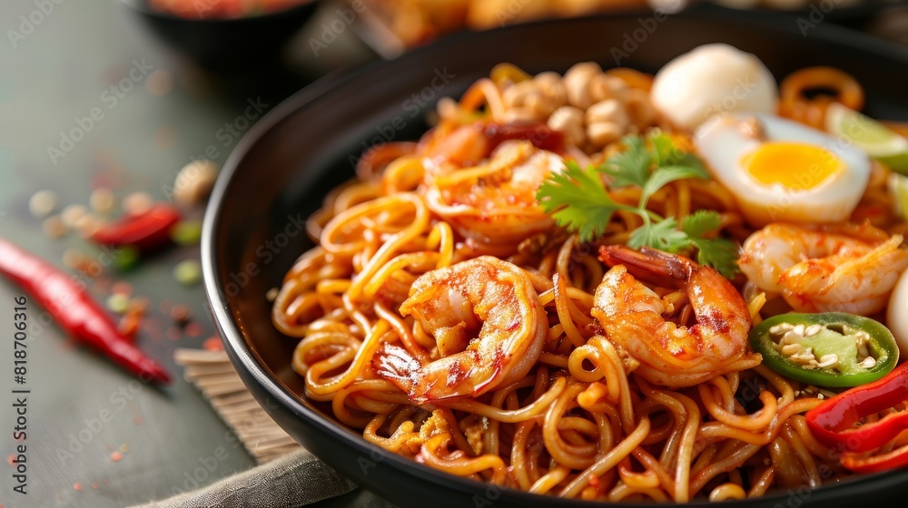 Delicious Mee Goreng Close-up for Food Poster Generative AI
