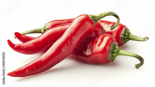 Red chili peppers isolated on white background photo